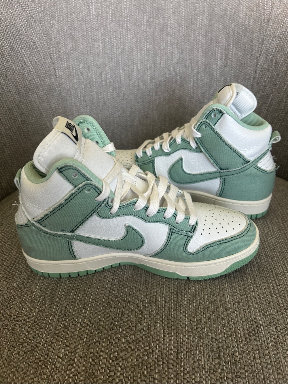 Nike Dunk High 1985 Enamel Green Denim Sneakers - Picture 5 of 7